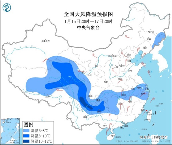                     寒潮蓝色预警继续！云南贵州及江南等局地降温超10℃                    3