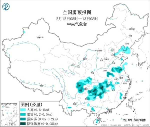                     大雾黄色预警：江苏湖北湖南等局地有特强浓雾                    1