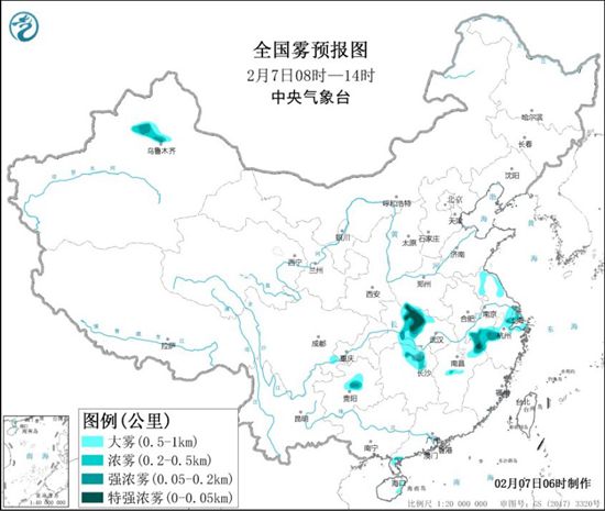                     大雾预警：湖北安徽江西等局地有特强浓雾 能见度不足50米                    1