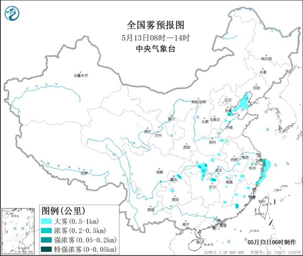                     大雾黄色预警 河北湖北湖南部分地区有大雾                    1