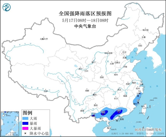                     暴雨蓝色预警继续！浙江广东广西等6省区有大到暴雨                    1