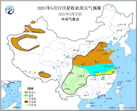                     26日鄂南皖南苏南等地有较强降水 不利夏收                    2