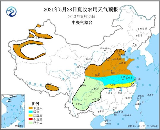                     26日鄂南皖南苏南等地有较强降水 不利夏收                    3