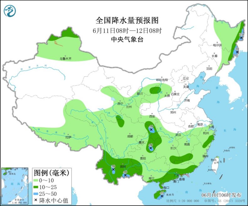                     南方较强降雨过程持续 北方高温范围扩大                    2