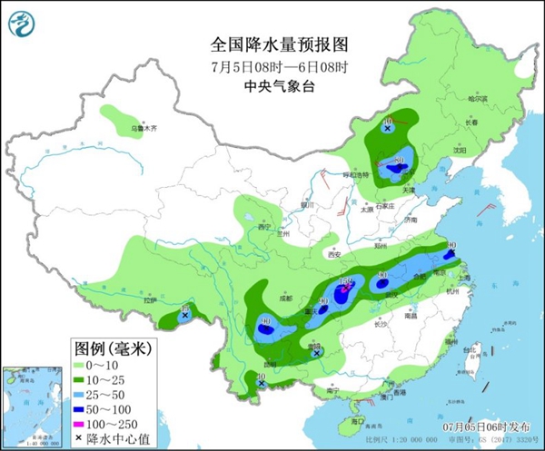                     长江中下游强降雨依旧频繁 江南华南高温发展增多                    1