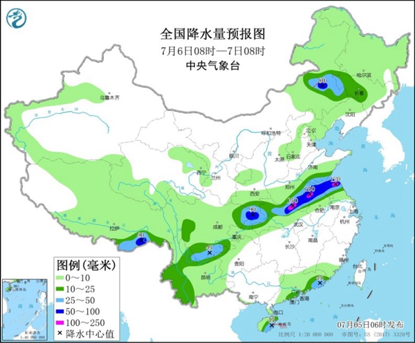                     长江中下游强降雨依旧频繁 江南华南高温发展增多                    2