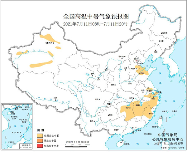                     健康气象预报：湖北湖南等10省区部分地区较易发生中暑                    1