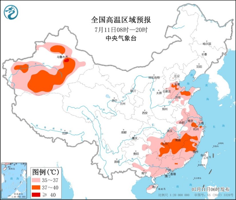                     高温预警！新疆浙江福建等地部分地区最高气温37℃至39℃                    1