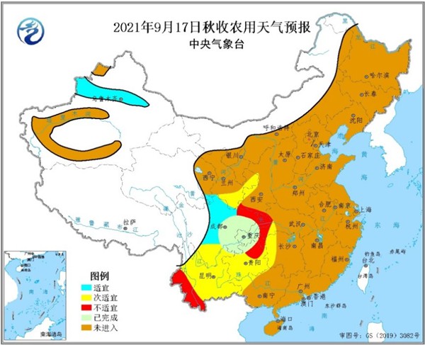                     预计未来3天甘肃四川部分地区多雨对秋收不利                    3