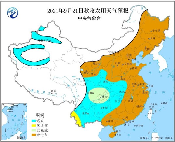 9月18至20日华西较强秋雨不利秋收 西向东将有一次较强降雨                    4